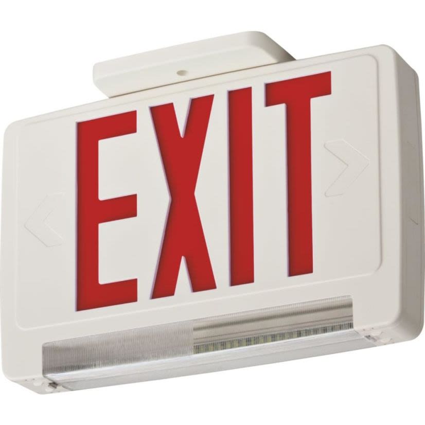 Lithonia Lighting ECBR LED M6 ECBG Static LED Combination Exit Sign, 3 W Fixture, 120/277 V AC, White Housing, EXIT Legend